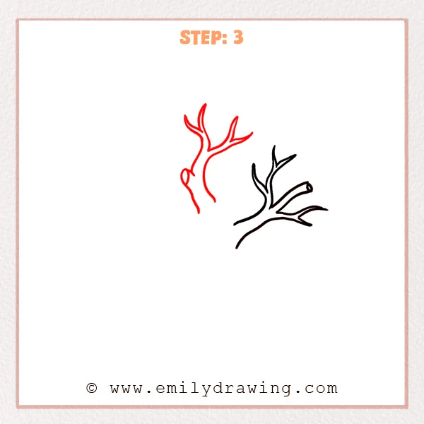 how to draw a dead tree - A dead tree sketch with the upper trunk extended and more thin, pointed branches added near the top.